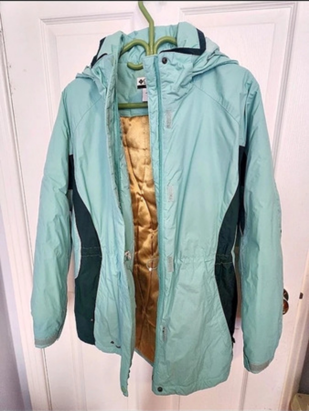 Columbia Heavenly Hooded Jacket Women's Ski Jacket Green & Black Large